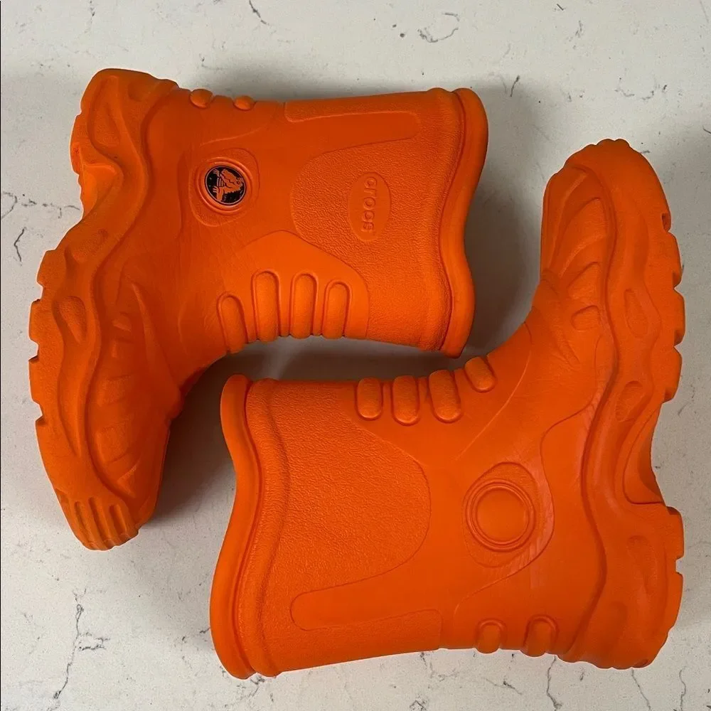 CROCS Kids' Georgie Rain Boots - Orange Size Euro 33 Men’s 1 - Women’s 3